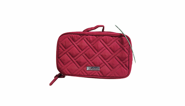 Vera Bradley Lay Flat Cosmetic Makeup Bag - Cardinal Red Quilted Design